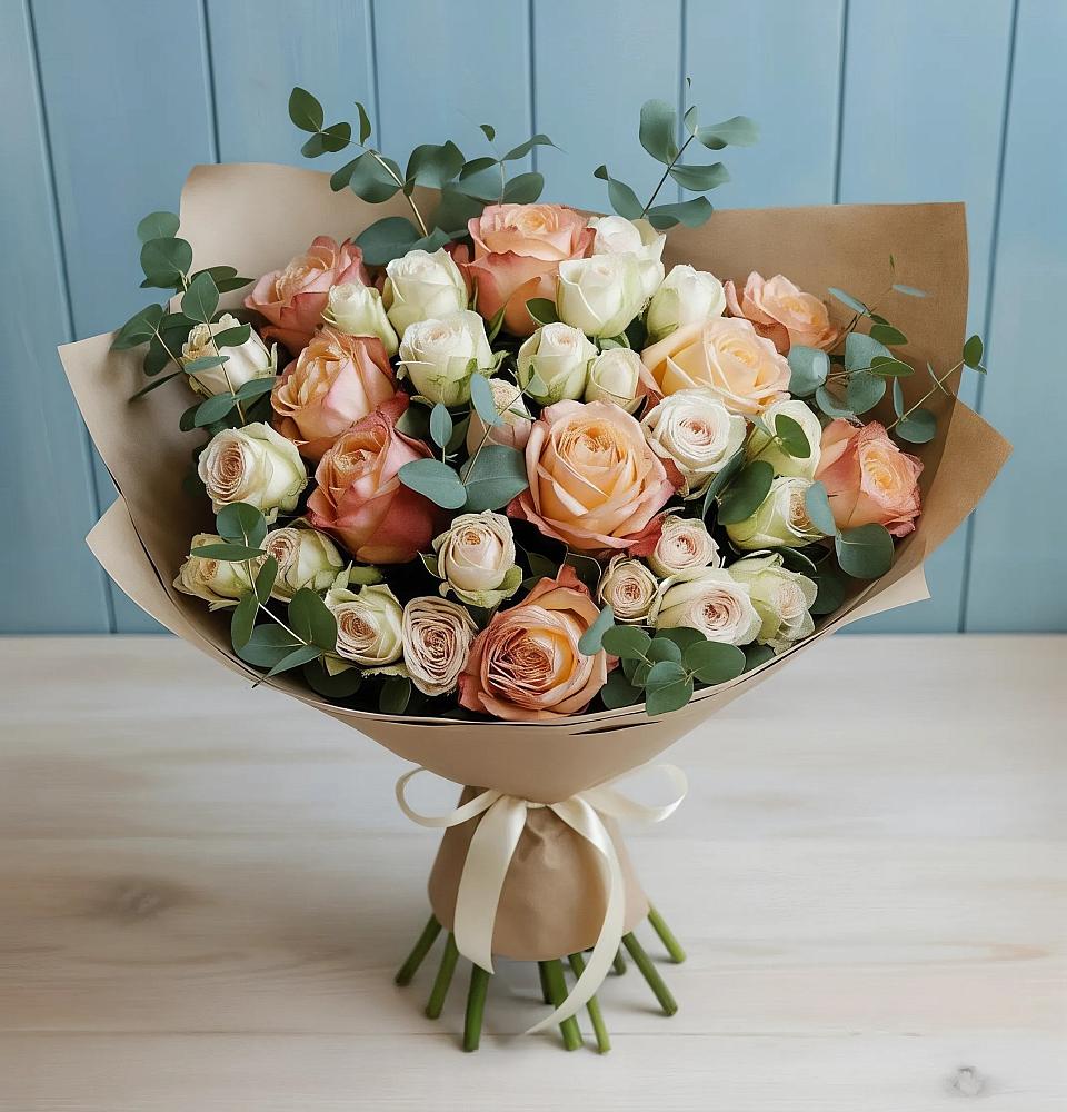 Букет цветов из: Альстромерии и Розы в Дергачах