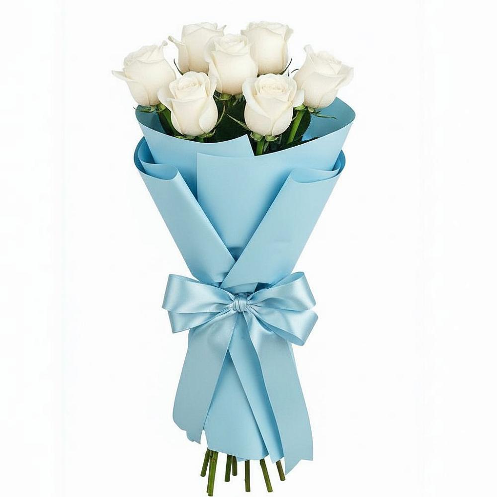 Букет 7 белых роз Проуд в Дергачах