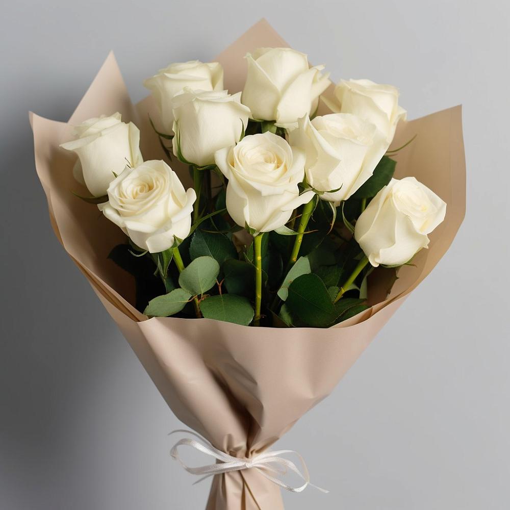 Букет 9 Белых роз Эдлесс Лав в Дергачах