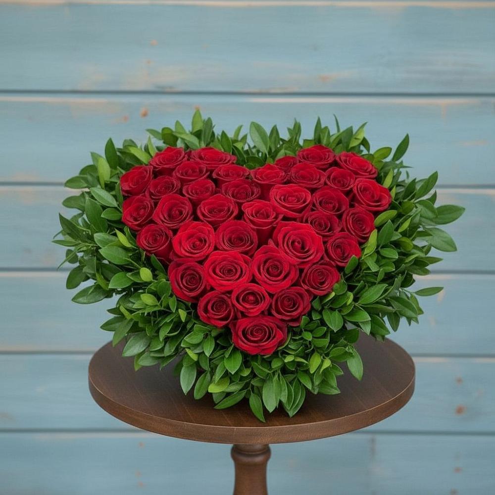 Цветочная композиция из Розы в виде сердца в Дергачах