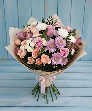 Букет цветов из:  Хризантемы, Розы и Альстромерии в Дергачах