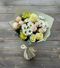 Букет цветов из:  Альстромерии, Розы и Хризантемы в Дергачах