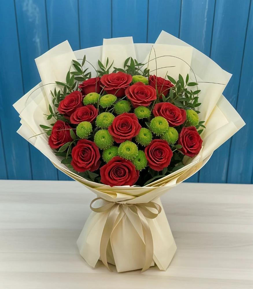 Букет цветов из: Розы и Хризантемы в Дергачах